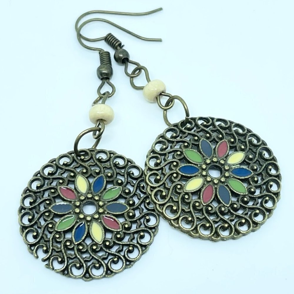 Enamel Long Dangle Boho Earrings